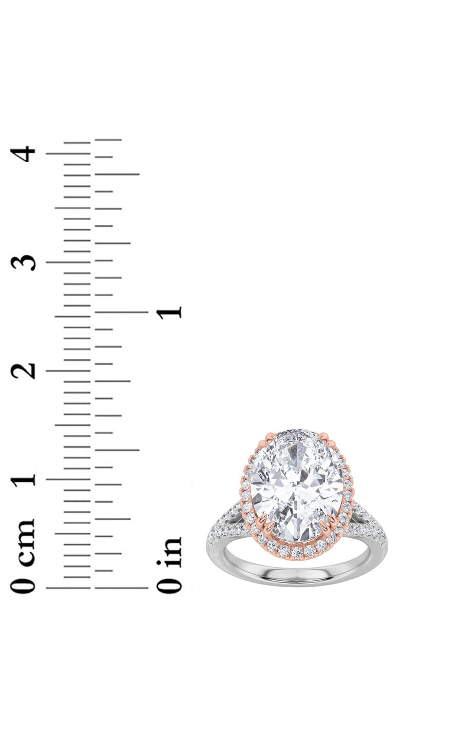 4.5Cttw Oval Shaped Lab Grown Diamond (F/VS) BoldAccented Statement Engagement Ring in 14K Gold