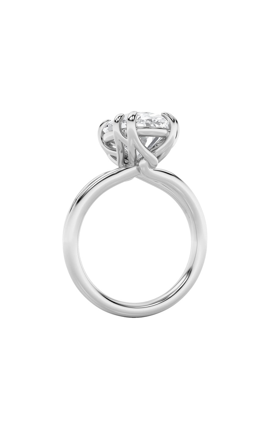 5Cttw Oval Shaped Lab Grown Diamond (F/VS) Bold Split Shank Solitaire Engagement Ring in 14K Gold