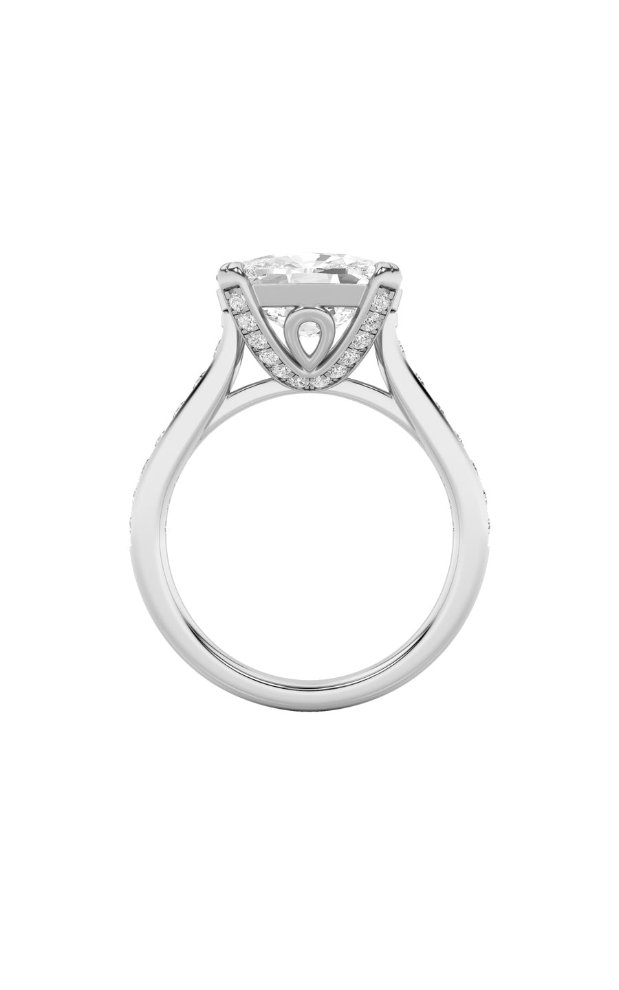 4.5Cttw Elongated Cushion Shaped Lab Grown Diamond(F/VS) Bold Accented East West Set Engagement Ring in 14K Gold