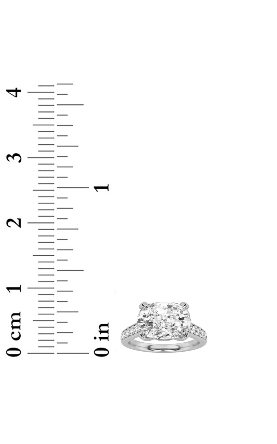 4.5Cttw Elongated Cushion Shaped Lab Grown Diamond(F/VS) Bold Accented East West Set Engagement Ring in 14K Gold