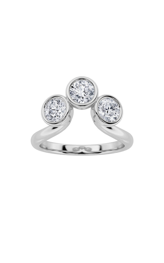 1Cttw Round Shaped Lab Grown Diamond (F/VS) ThreeStone Ring in 14K Gold