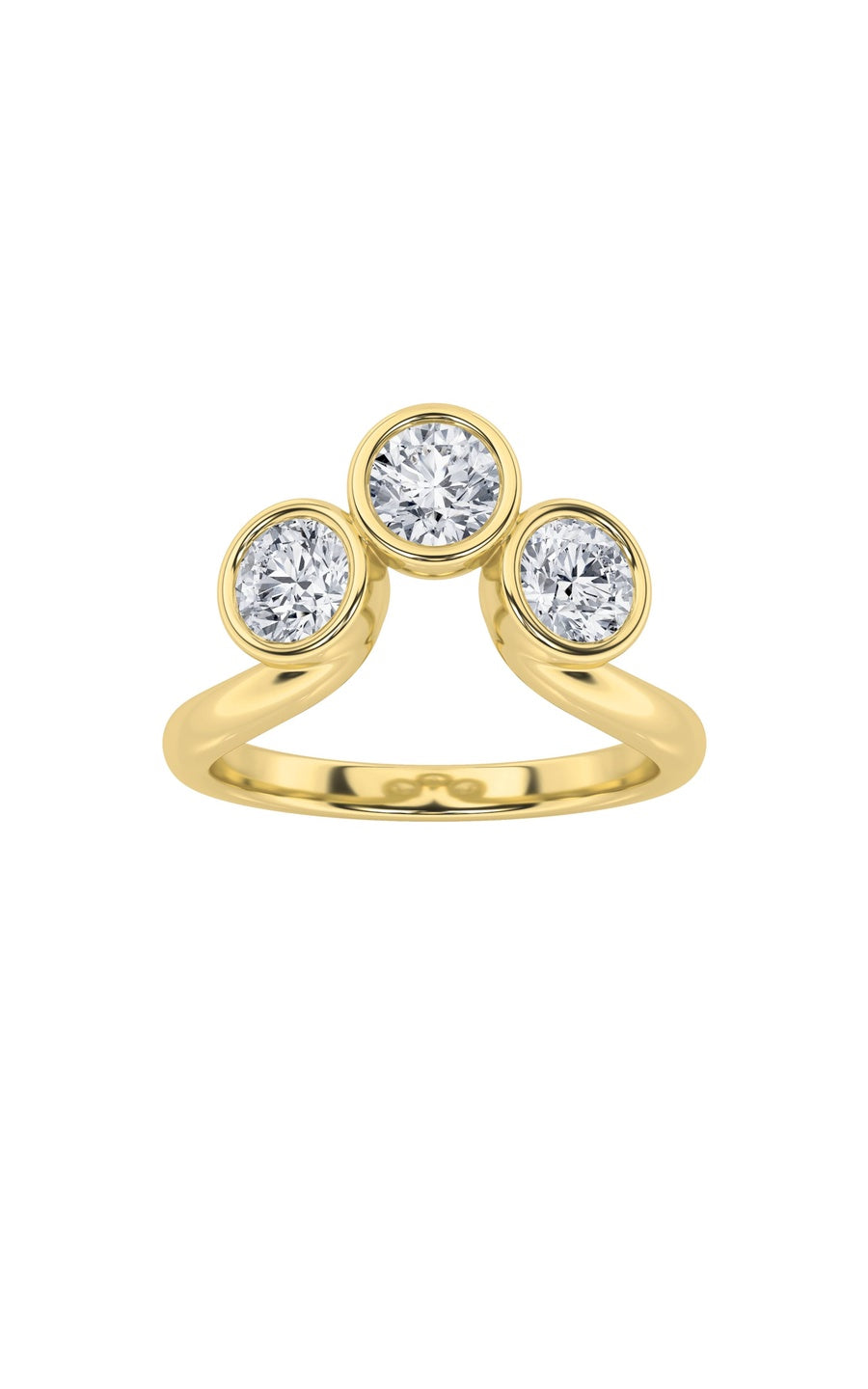 1Cttw Round Shaped Lab Grown Diamond (F/VS) ThreeStone Ring in 14K Gold