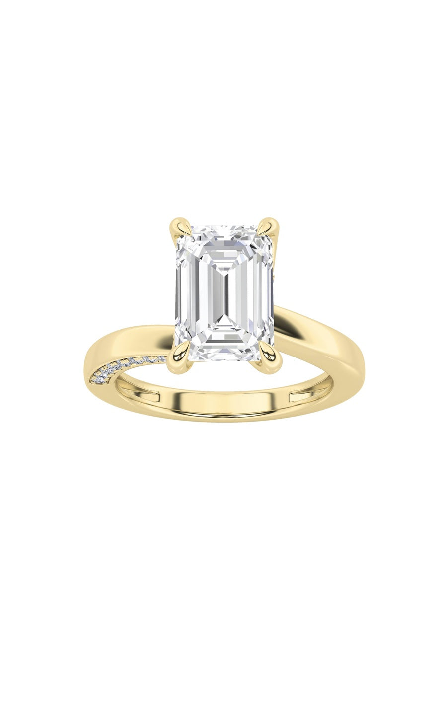 2.5Cttw Emerald Shaped Lab Grown Diamond (G/VS) Accented Engagement Ring in 14K Gold
