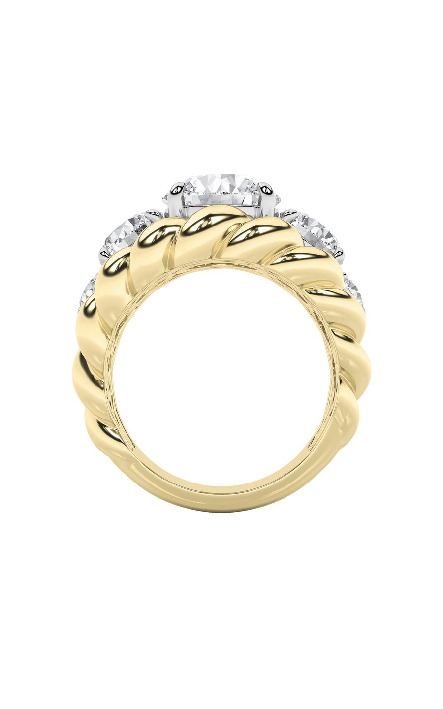 5.5Cttw Round Shaped Lab Grown Diamond (F/VS) FiveStone Ring in 14K Gold