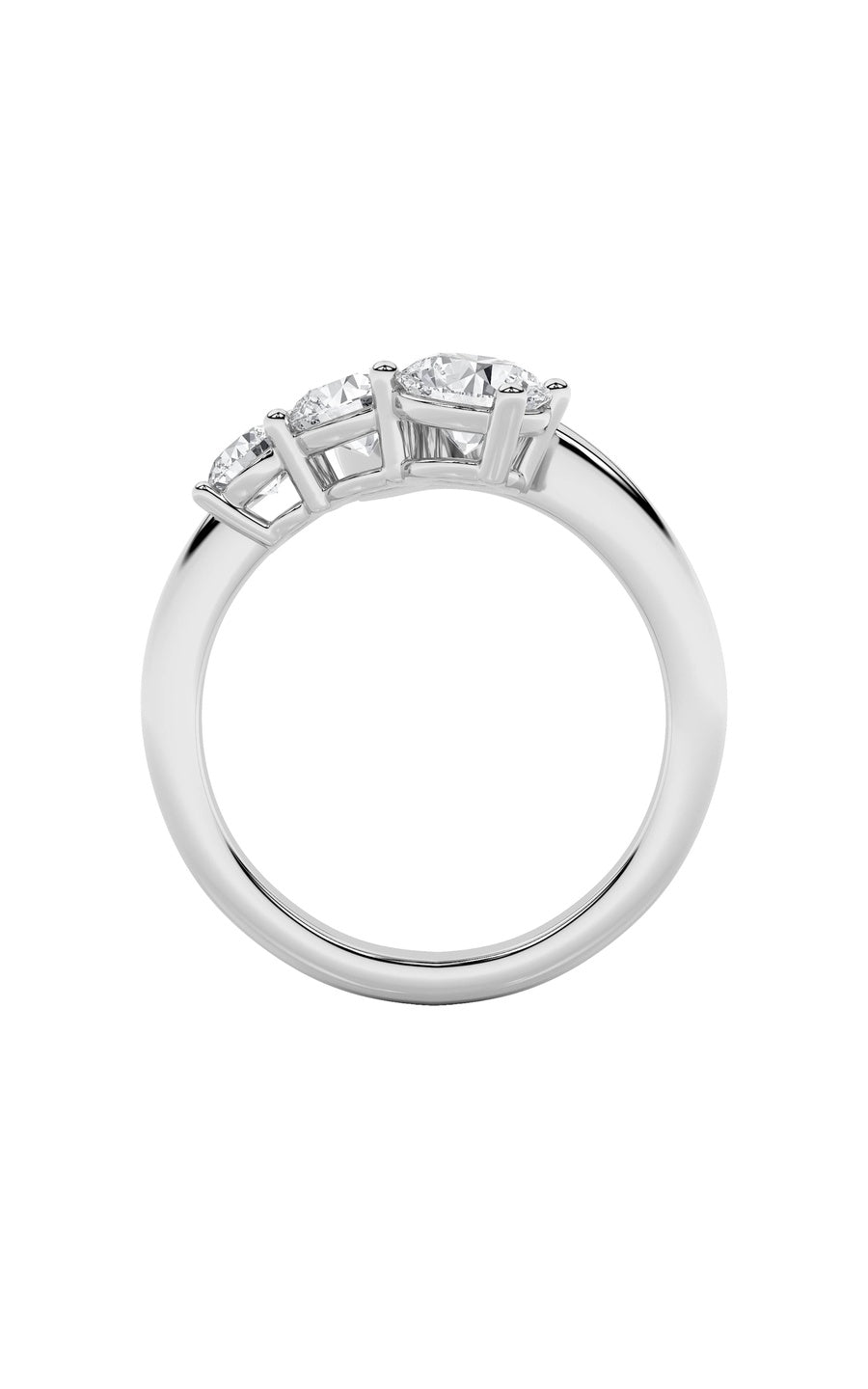 1.5Cttw Round Shaped Lab Grown Diamond (F/VS) Three Stone Ring in 14K Gold