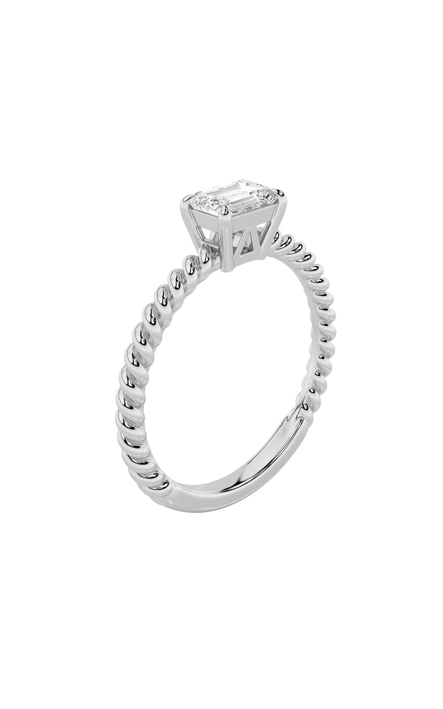 0.5Cttw Emerald Shaped Lab Grown Diamond (F/VS) Petite Solitaire Engagement RING in 14K Gold