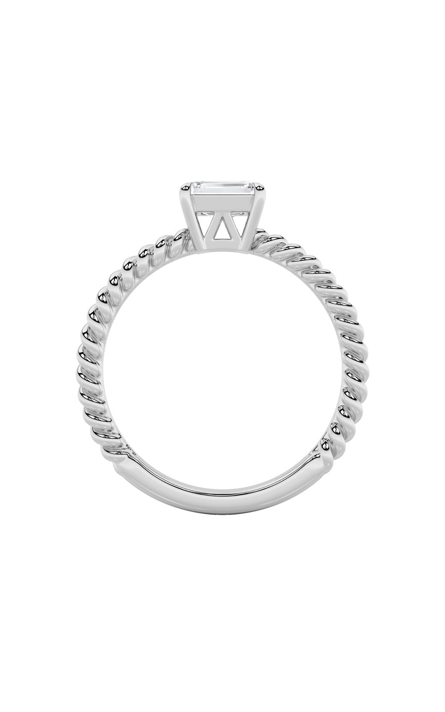 0.5Cttw Emerald Shaped Lab Grown Diamond (F/VS) Petite Solitaire Engagement RING in 14K Gold