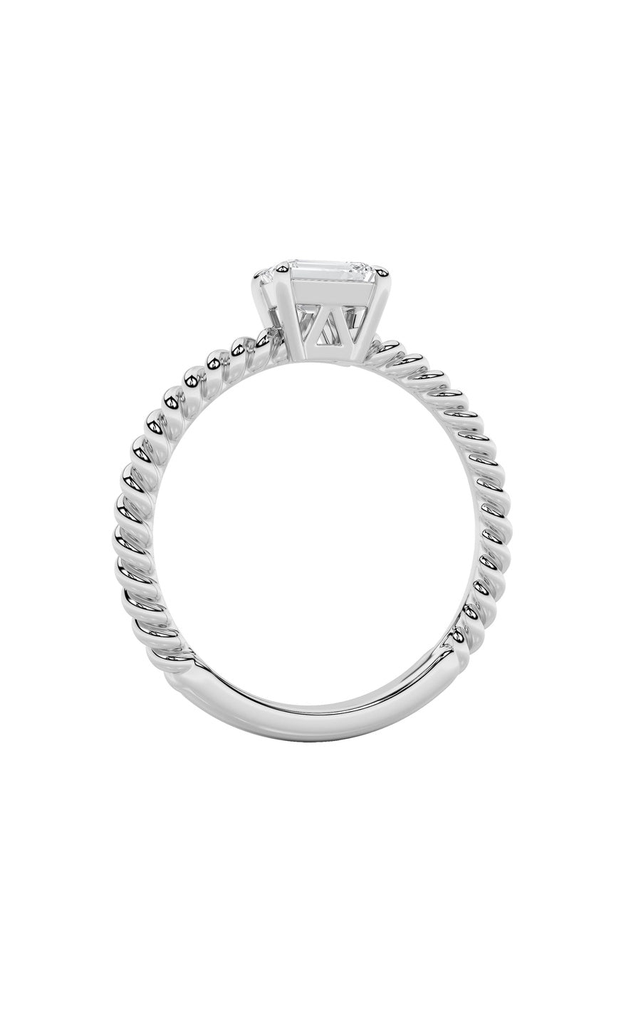 0.5Cttw Emerald Shaped Lab Grown Diamond (F/VS) Petite Solitaire Engagement RING in 14K Gold