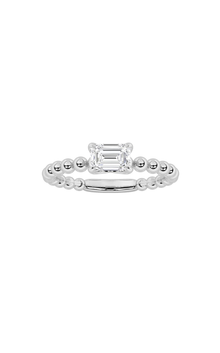 0.5Cttw Emerald Shaped Lab Grown Diamond (F/VS) Petite Solitaire Engagement Ring in 14K Gold