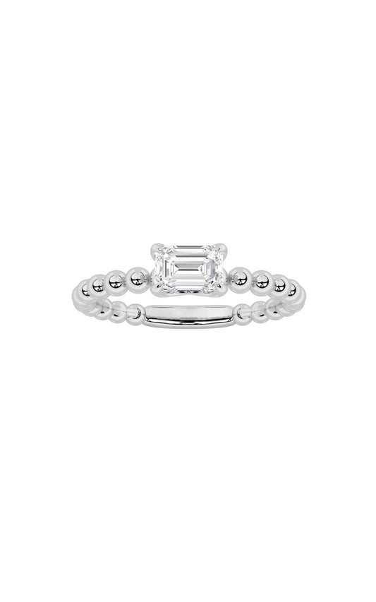 0.5Cttw Emerald Shaped Lab Grown Diamond (F/VS) Petite Solitaire Engagement Ring in 14K Gold