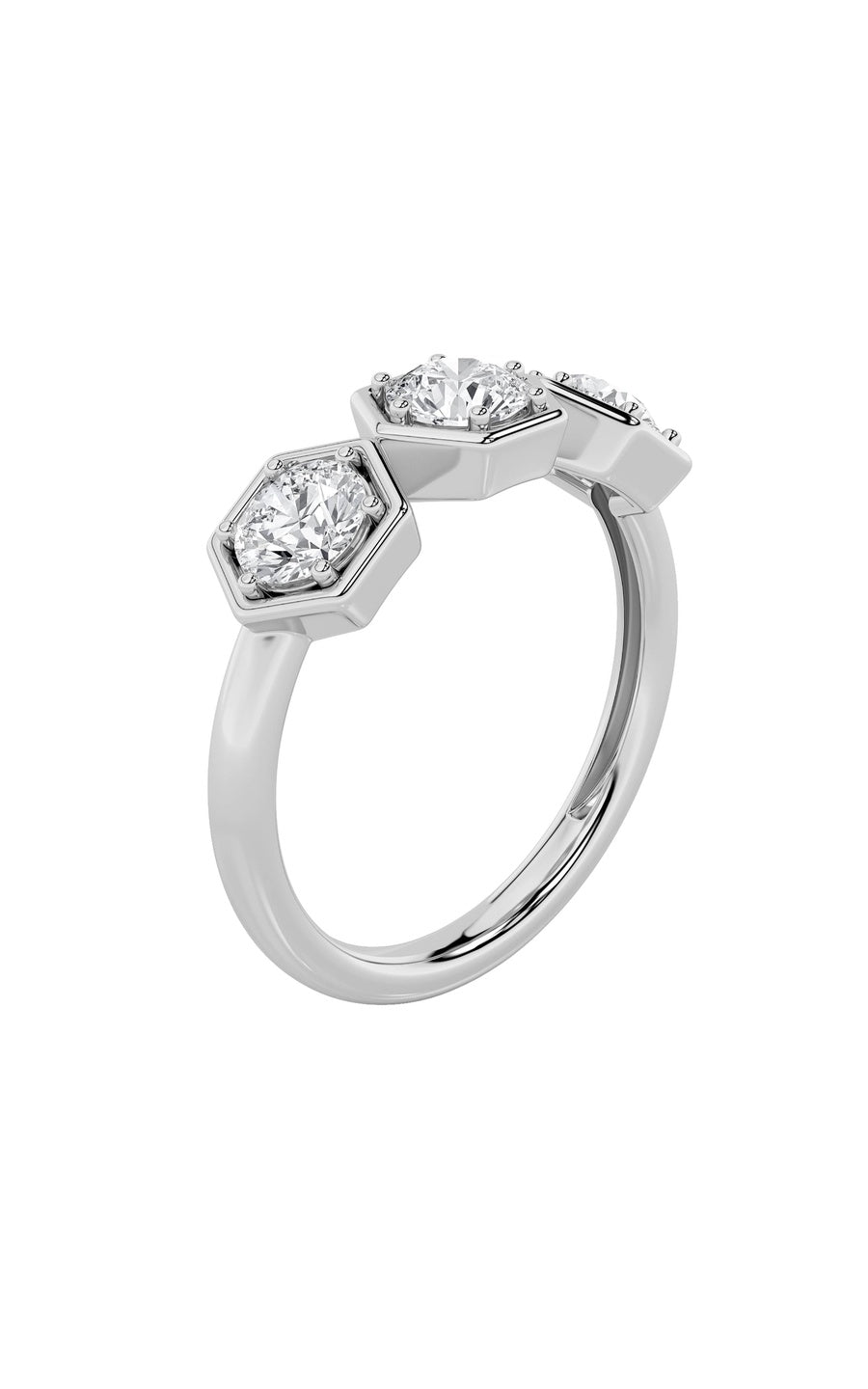 1Cttw Round Shaped Lab Grown Diamond (F/VS) ThreeStone Ring in 14K Gold