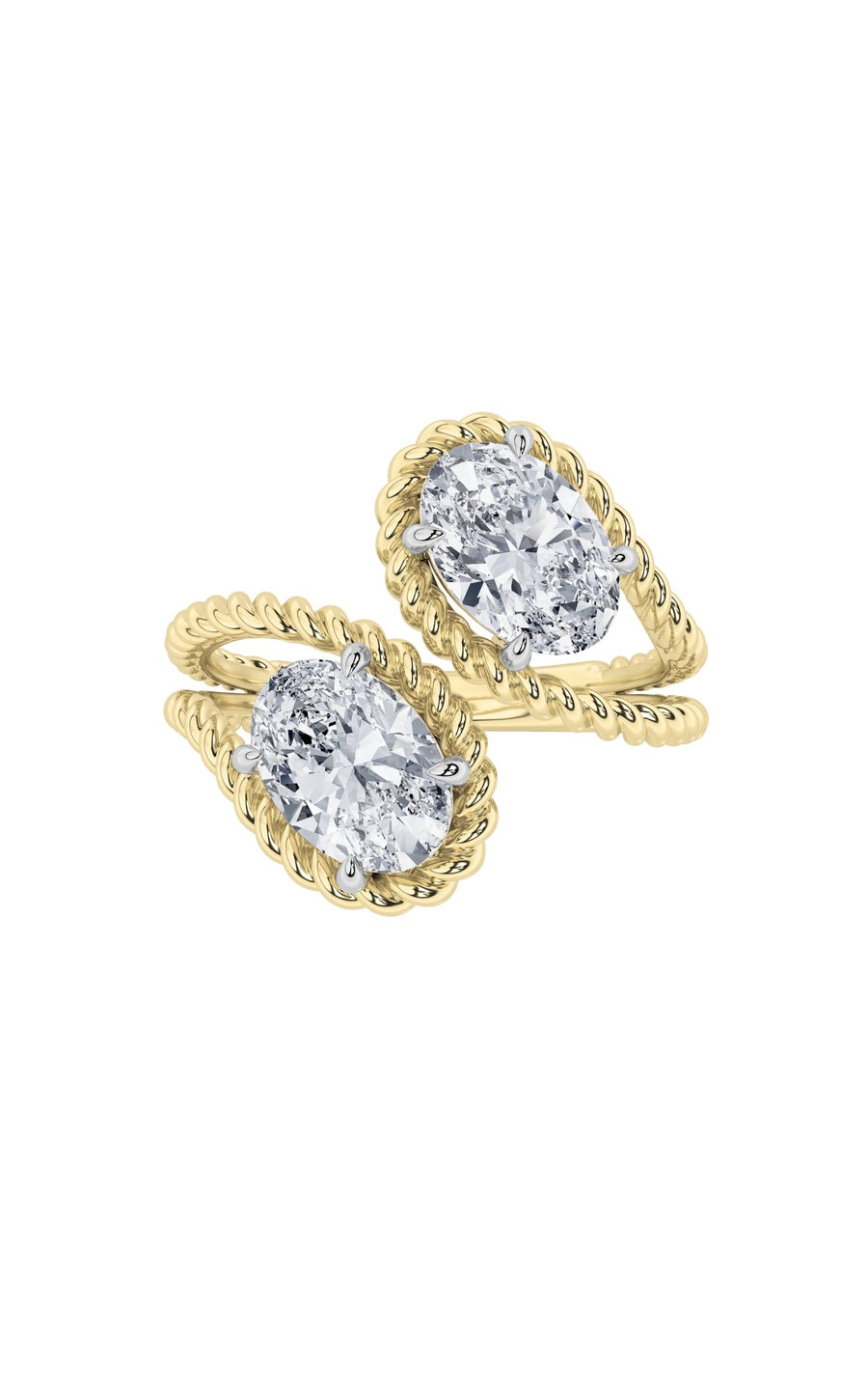 2Cttw Oval Shaped Lab Grown Diamond (F/VS) Toi etMoi Fashiion Ring in 14K Gold