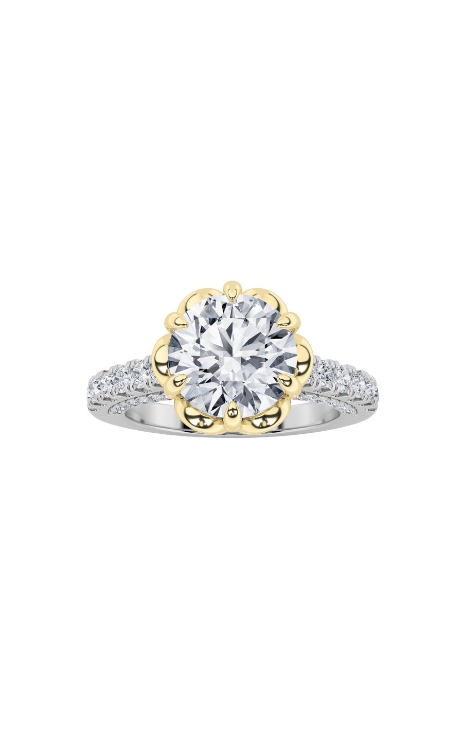 2.5Cttw Round Shaped Lab Grown Diamond (F/VS) TwoTone Solitaire Engagement Ring in 14K Gold