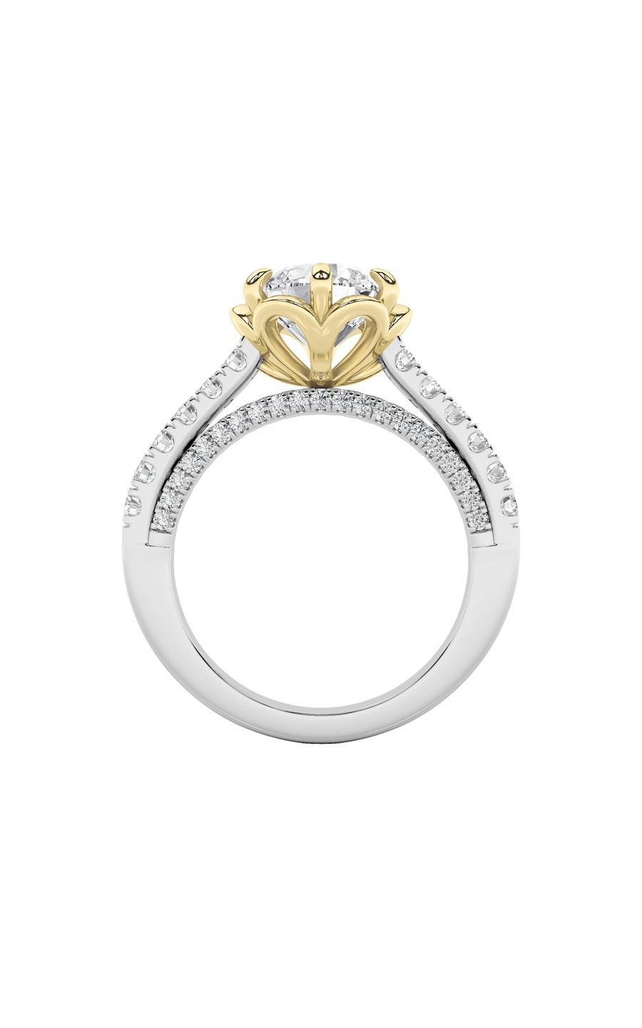 2.5Cttw Round Shaped Lab Grown Diamond (F/VS) TwoTone Solitaire Engagement Ring in 14K Gold