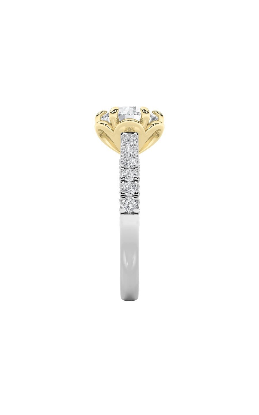 2.5Cttw Round Shaped Lab Grown Diamond (F/VS) TwoTone Solitaire Engagement Ring in 14K Gold
