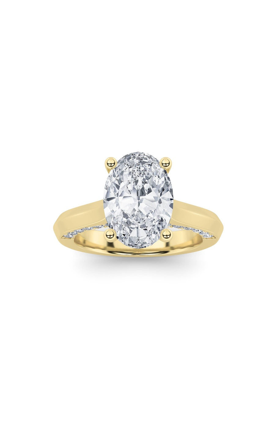 3Cttw Oval Shaped Lab Grown Diamond (G/VS) Accented Solitaire Engagement Ring in 14K Gold