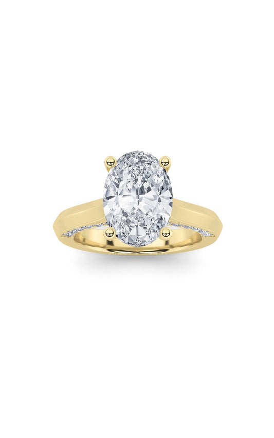 3Cttw Oval Shaped Lab Grown Diamond (G/VS) Accented Solitaire Engagement Ring in 14K Gold