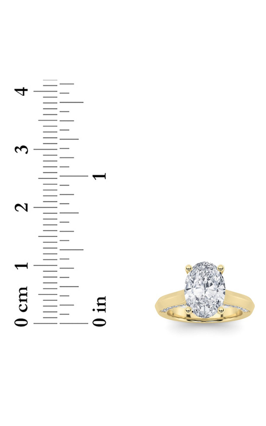 3Cttw Oval Shaped Lab Grown Diamond (G/VS) Accented Solitaire Engagement Ring in 14K Gold