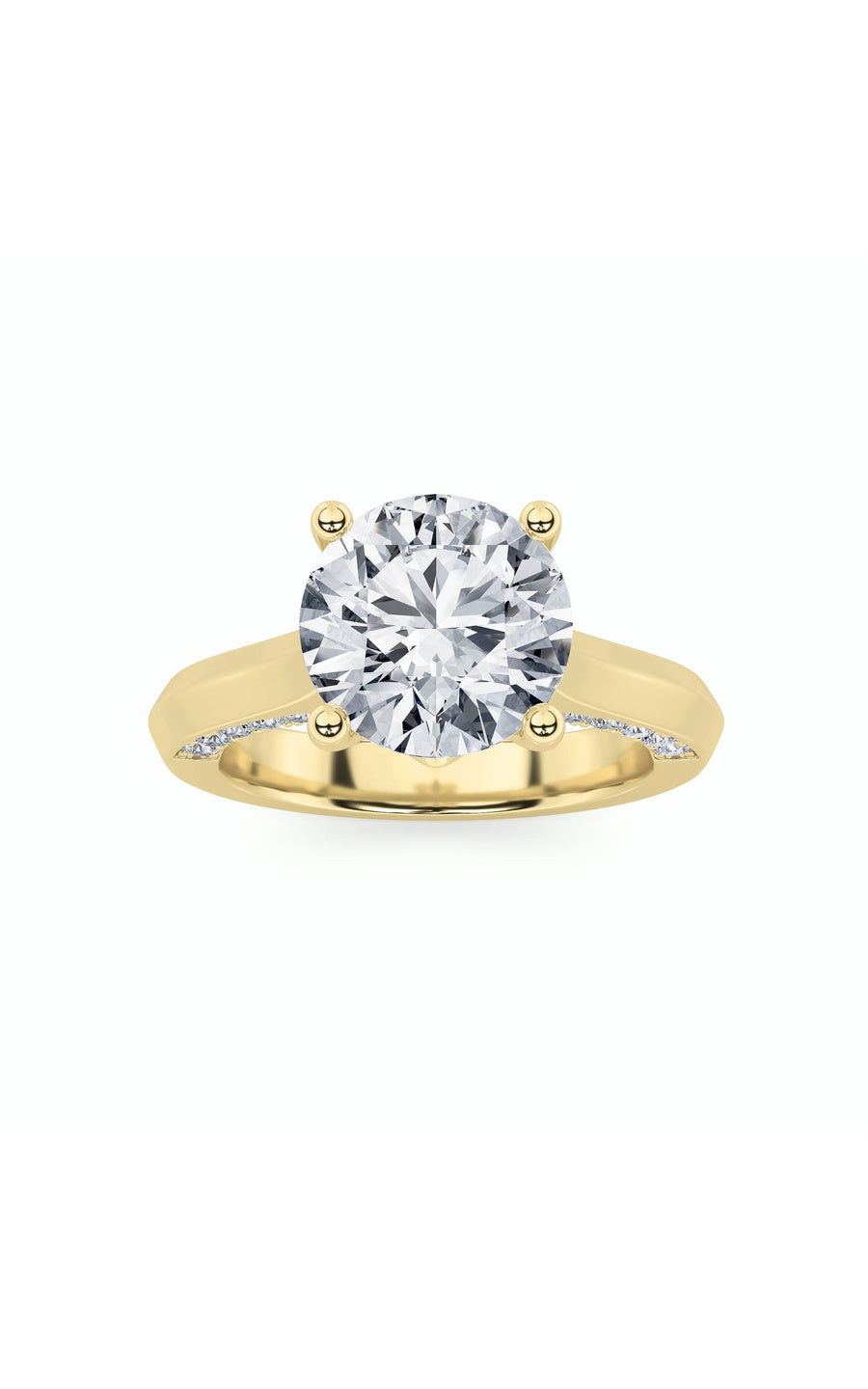 3Cttw Round Shaped Lab Grown Diamond (G/VS) Accented Solitaire Engagement Ring in 14K Gold
