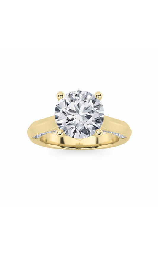 3Cttw Round Shaped Lab Grown Diamond (G/VS) Accented Solitaire Engagement Ring in 14K Gold