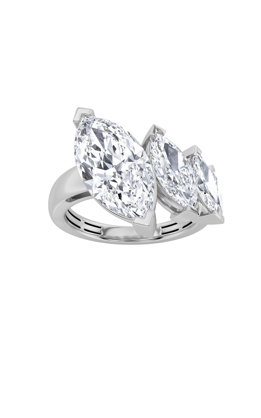 2.5Cttw Marquise Shaped Lab Grown Diamond (G/VS) Four Stone Fashion Ring in 14K Gold