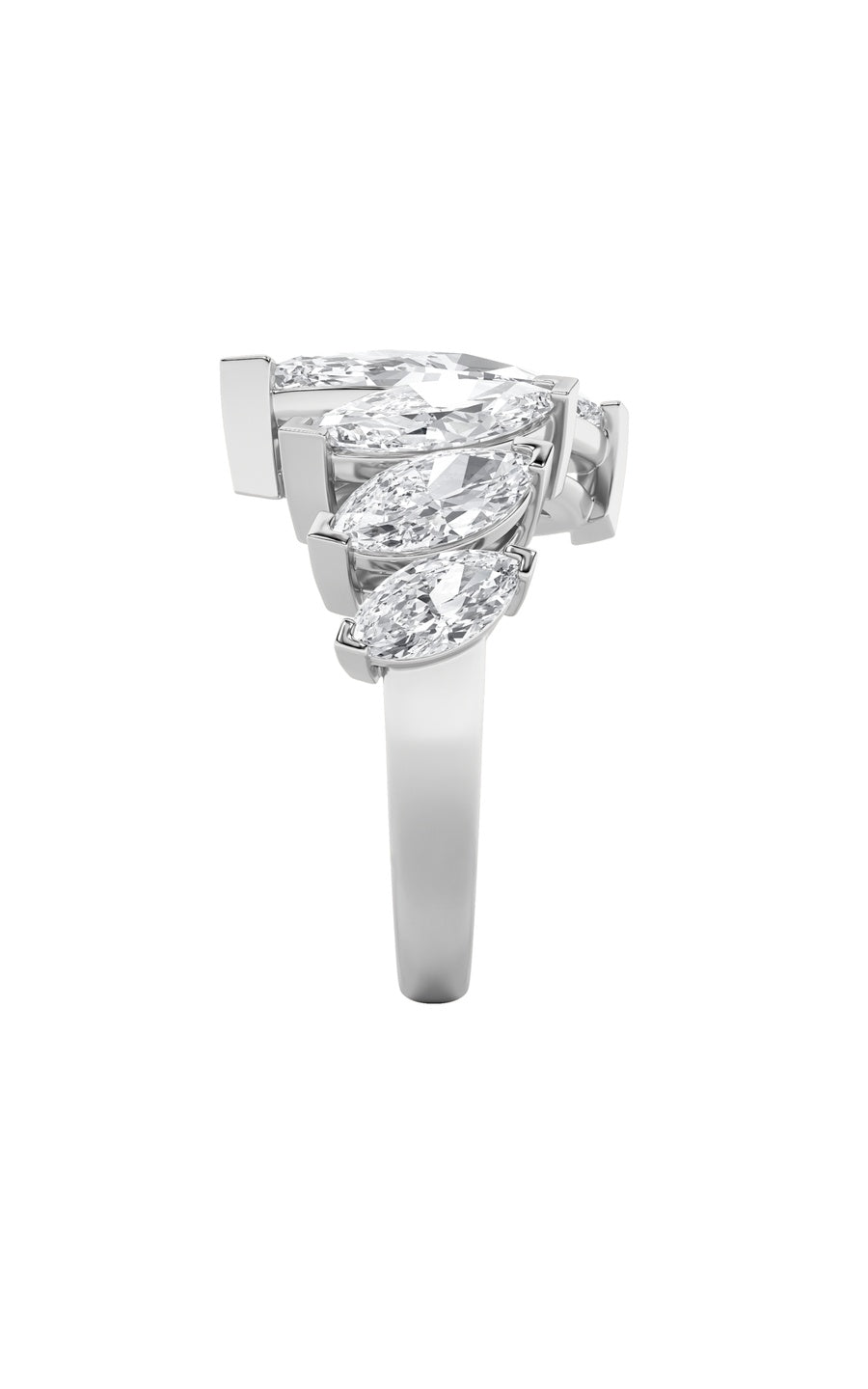 2.5Cttw Marquise Shaped Lab Grown Diamond (G/VS) Four Stone Fashion Ring in 14K Gold