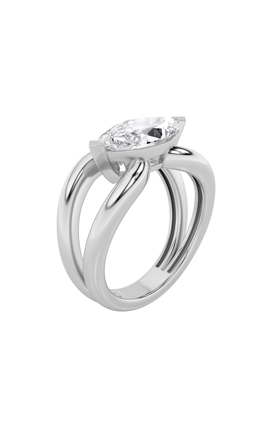 2Cttw Marquise Shaped Lab Grown Diamond (G/VS) East West Solitaire Fancy Ring in 14K Gold