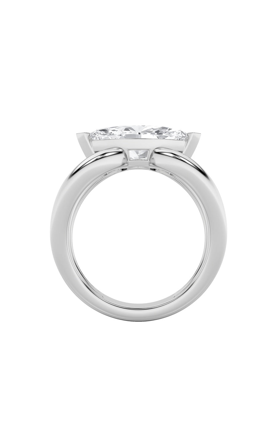 2Cttw Marquise Shaped Lab Grown Diamond (G/VS) East West Solitaire Fancy Ring in 14K Gold