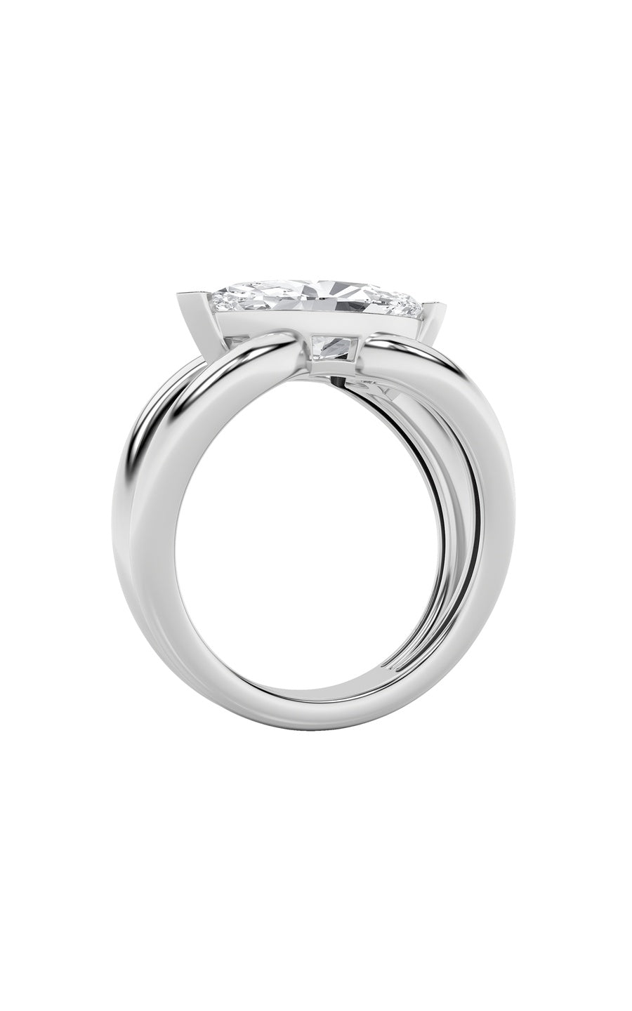 2Cttw Marquise Shaped Lab Grown Diamond (G/VS) East West Solitaire Fancy Ring in 14K Gold
