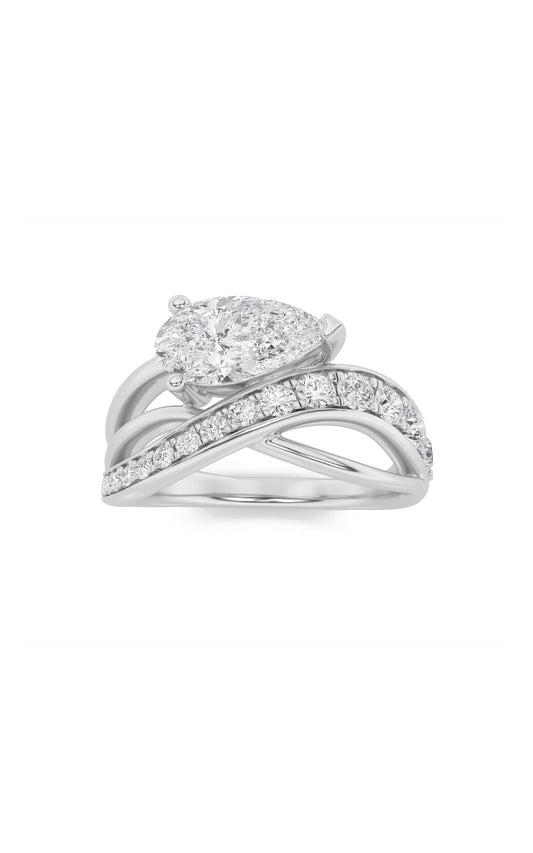 2Cttw Pear Shaped Lab Grown Diamond (G/VS) Ring in14K Gold