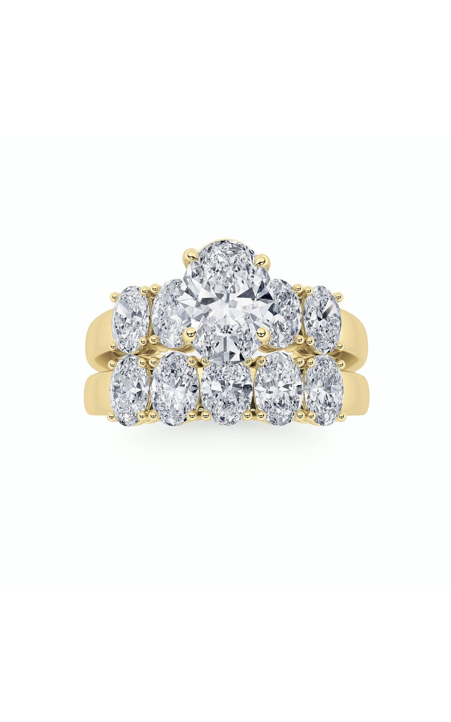 2.5Cttw Oval Shaped Lab Grown Diamond (G/VS) Bridal Set with Matching Band and  Ring in 14K Gold