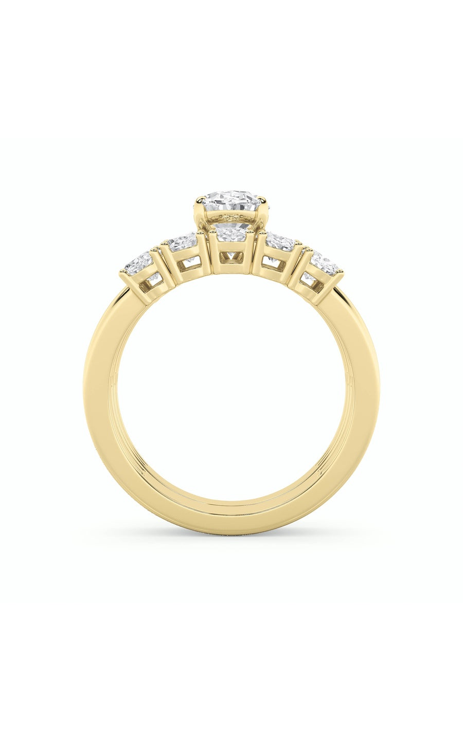 2.5Cttw Oval Shaped Lab Grown Diamond (G/VS) Bridal Set with Matching Band and  Ring in 14K Gold