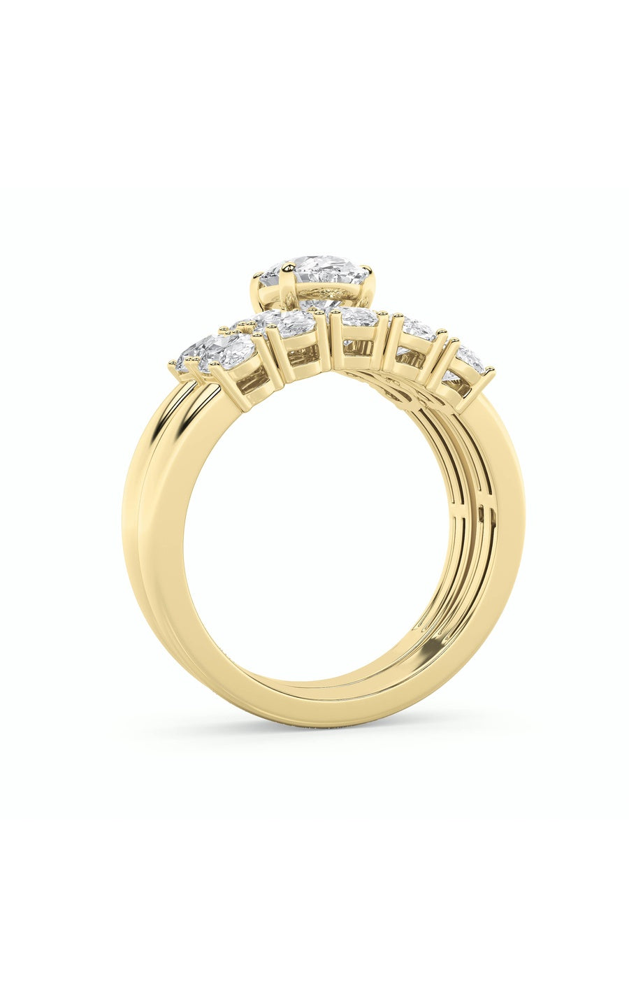 2.5Cttw Oval Shaped Lab Grown Diamond (G/VS) Bridal Set with Matching Band and  Ring in 14K Gold