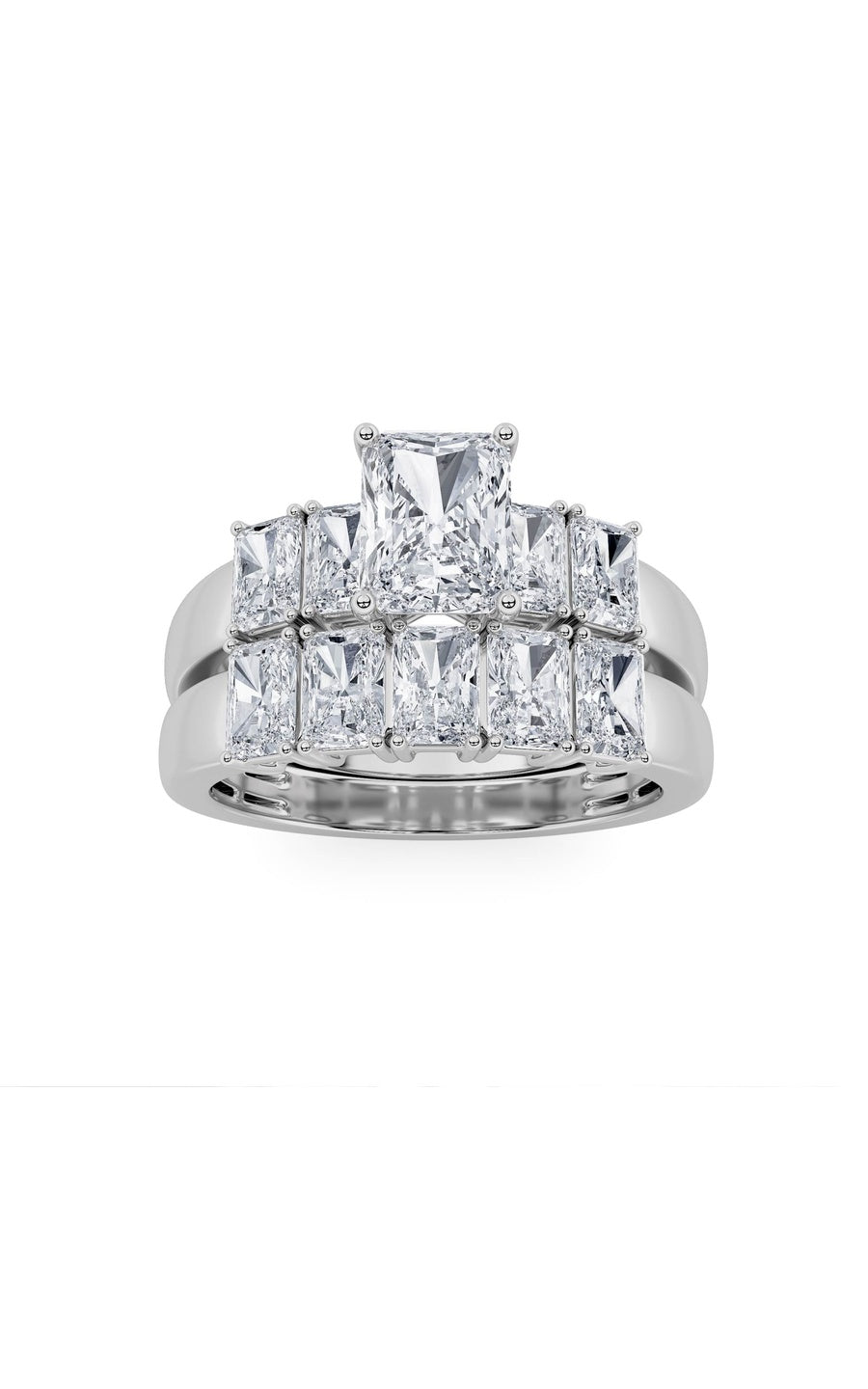 2.5Cttw Radiant Shaped Lab Grown Diamond (G/VS) Bridal Set with Matching Band and  Ring in 14K Gold