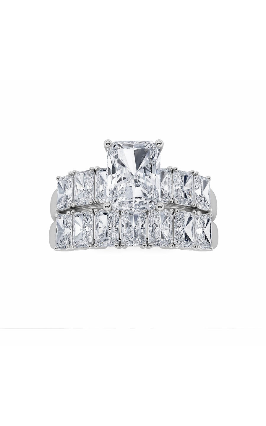 3.5Cttw Radiant Shaped Lab Grown Diamond (G/VS) Bridal Set with Matching Band and  Ring in 14K Gold