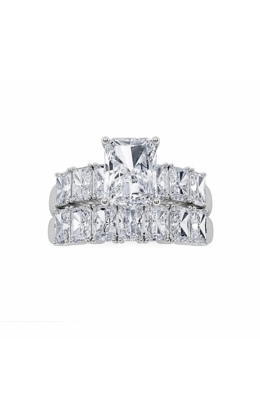 3.5Cttw Radiant Shaped Lab Grown Diamond (G/VS) Bridal Set with Matching Band and  Ring in 14K Gold