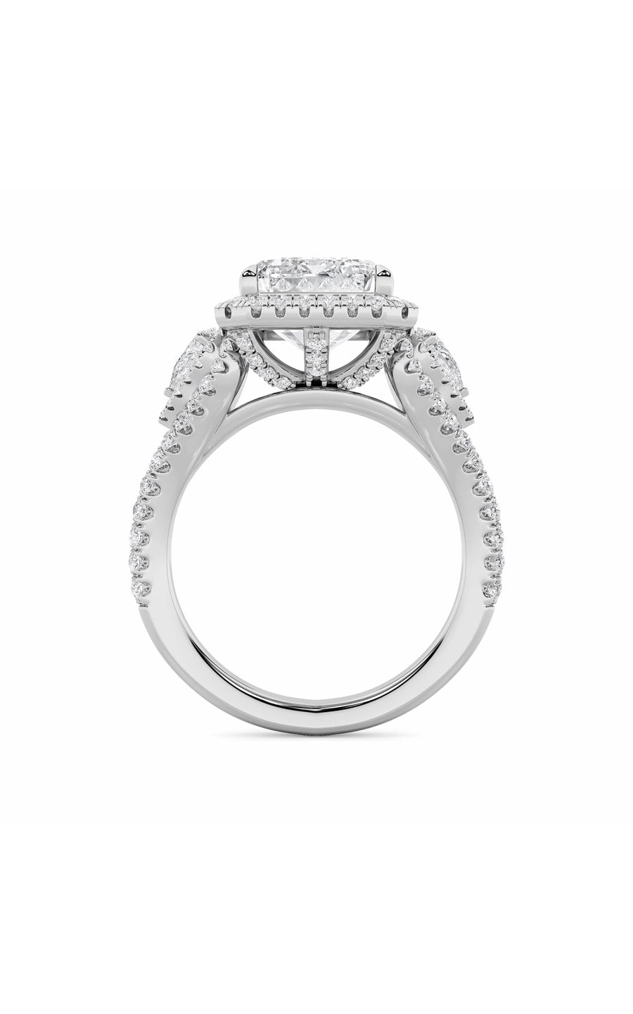6.25Cttw Radiant Shaped Lab Grown Diamond (G/VS) Bold Accented Statement Engagement Ring in 14K Gold