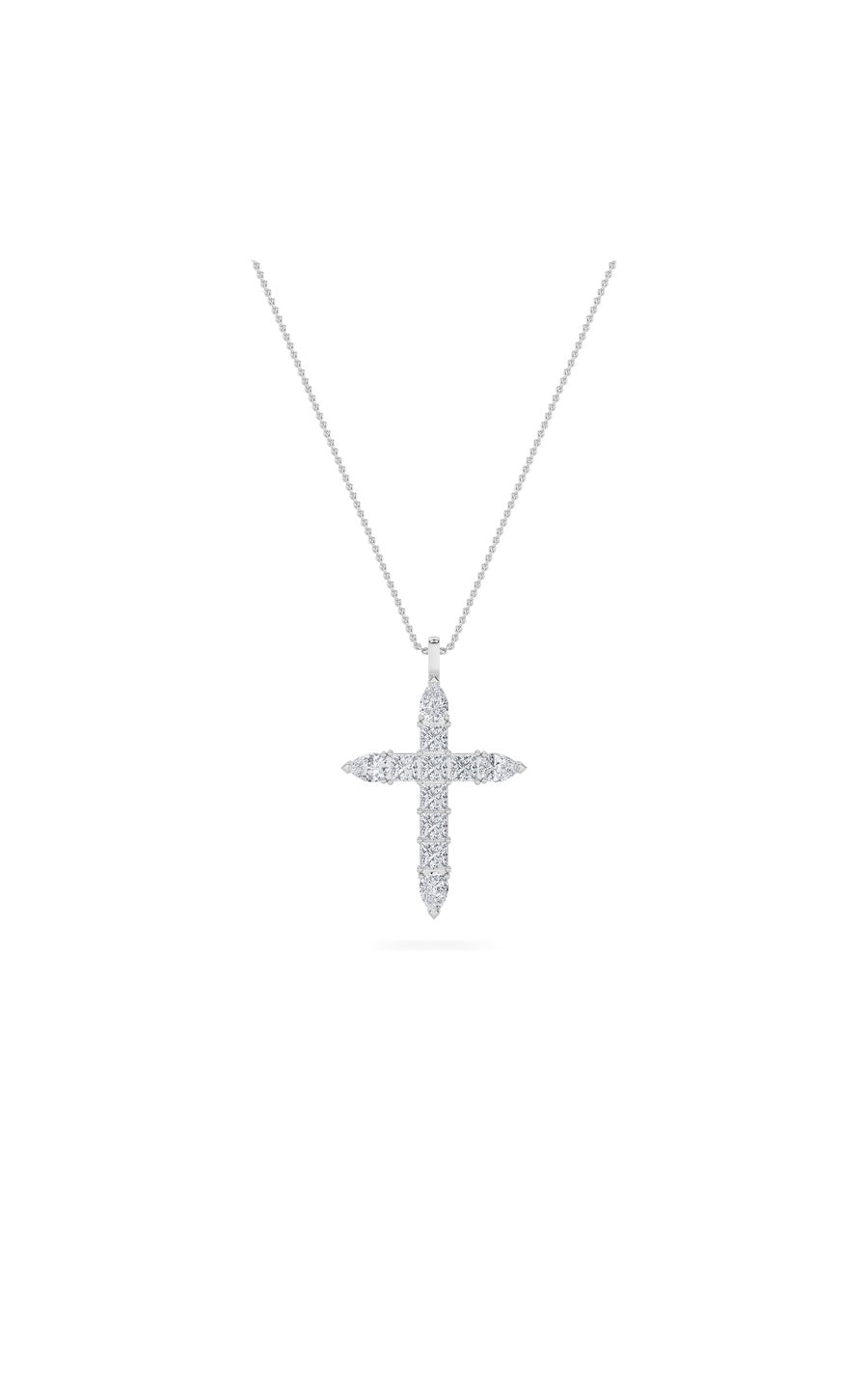 3.5Cttw Pear Shaped Lab Grown Diamond (F/VS) CrossPendant in 14K White Gold