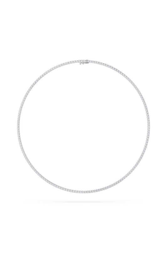 10Cttw Round Shaped Lab Grown Diamond (F/VS) Tennis Necklace in 14K White Gold