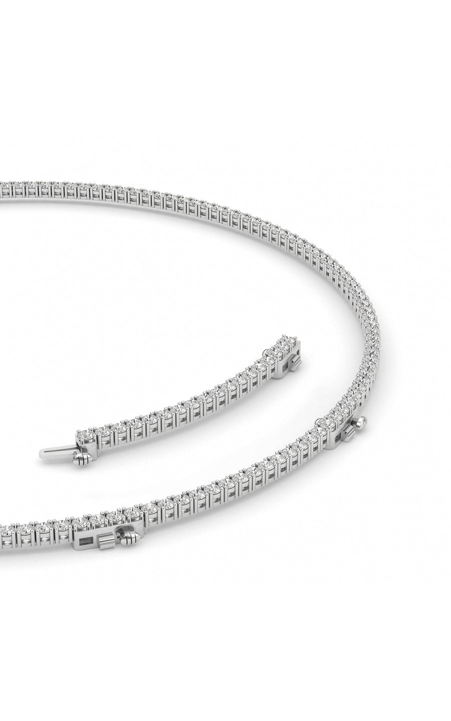 10Cttw Round Shaped Lab Grown Diamond (F/VS) Tennis Necklace in 14K White Gold