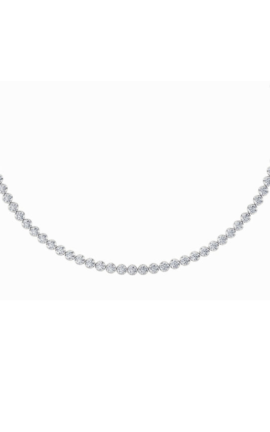 15Cttw Round Shaped Lab Grown Diamond (F/VS) BezelSet Tennis Necklace in 14K White Gold