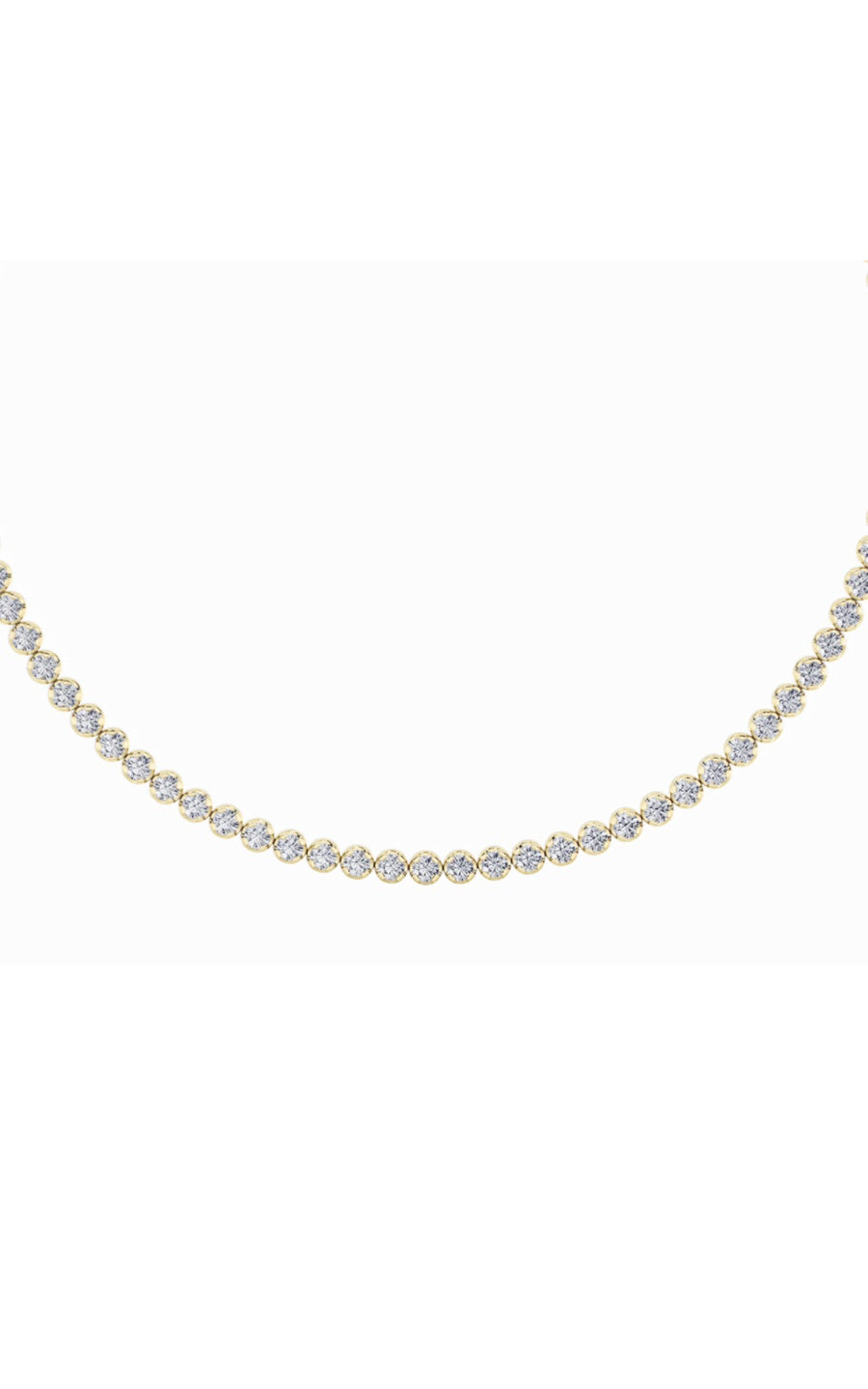 15Cttw Round Shaped Lab Grown Diamond (F/VS) BezelSet Tennis Necklace in 14K White Gold