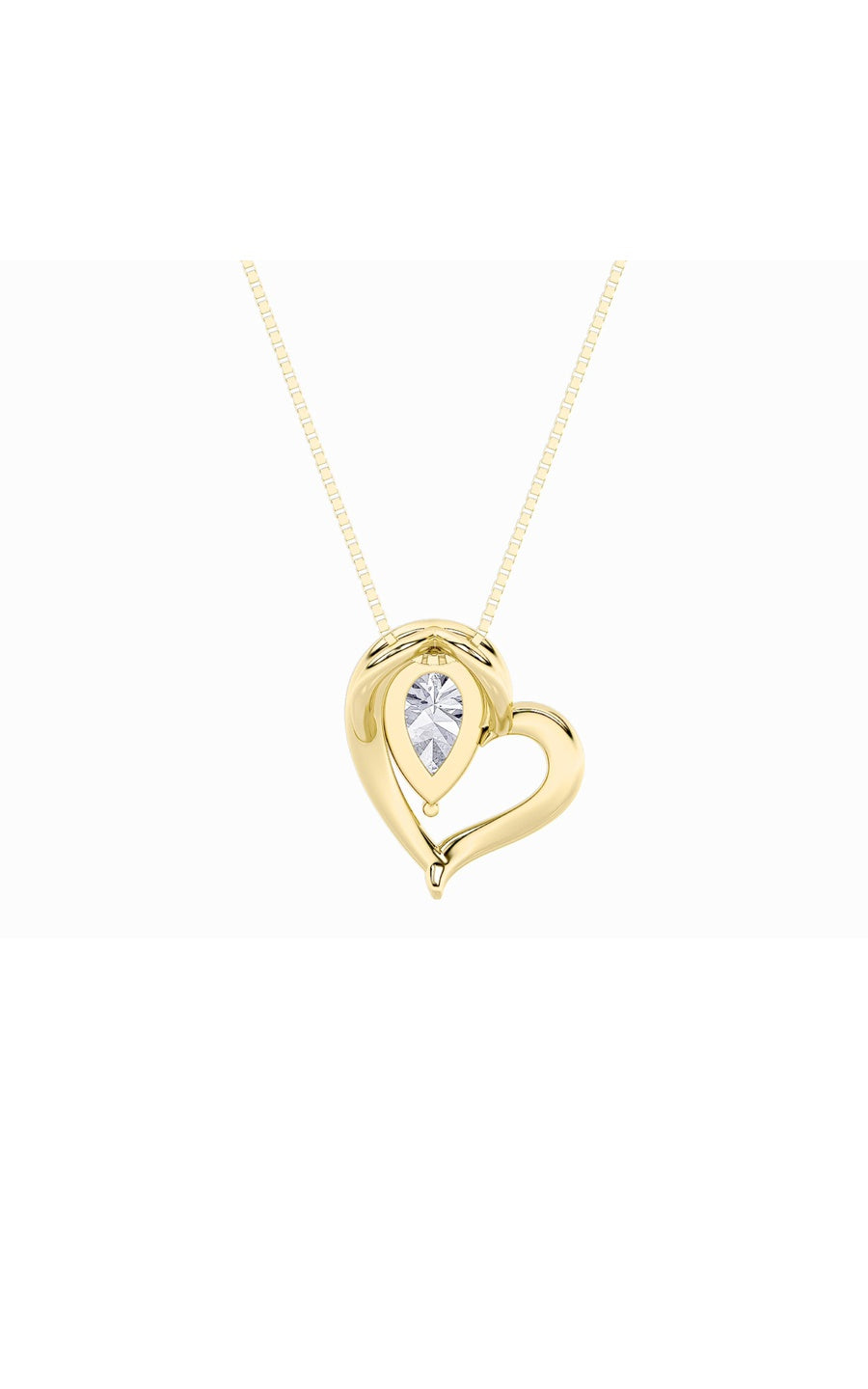 0.5Cttw Pear Shaped Lab Grown Diamond (F/VS) HeartPendant in 14K  White Gold