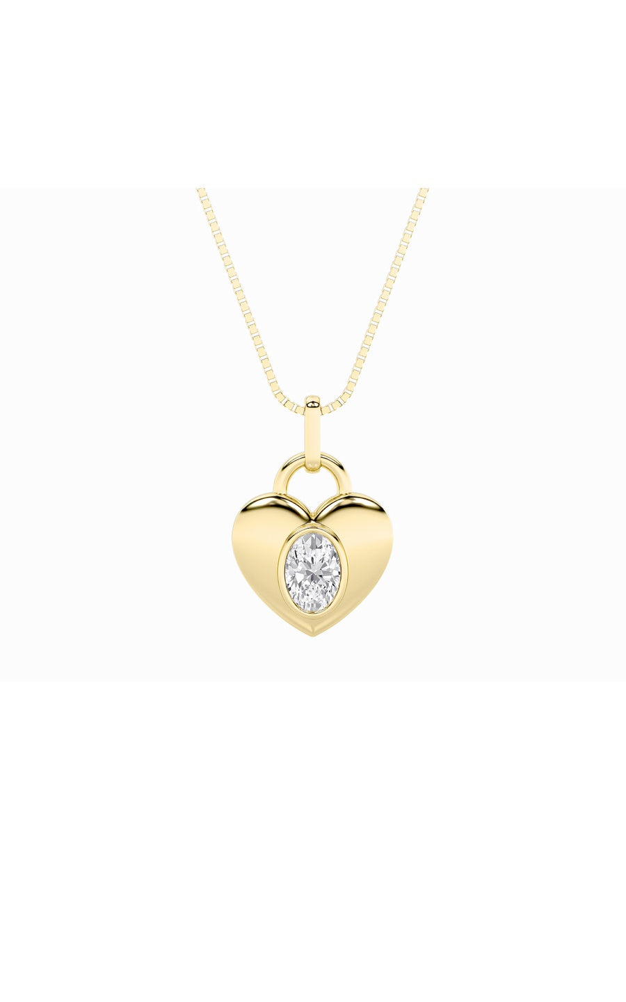 1Cttw Oval Shaped Lab Grown Diamond (F/VS) Heart Pendant in 14K  White Gold