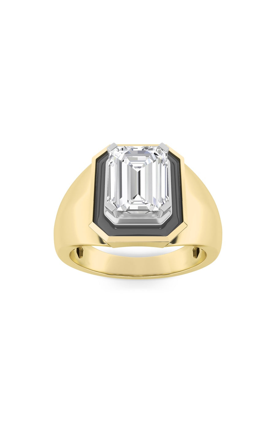 3Cttw Emerald Shaped Lab Grown Diamond (F/VS) MensRing in 14K Gold