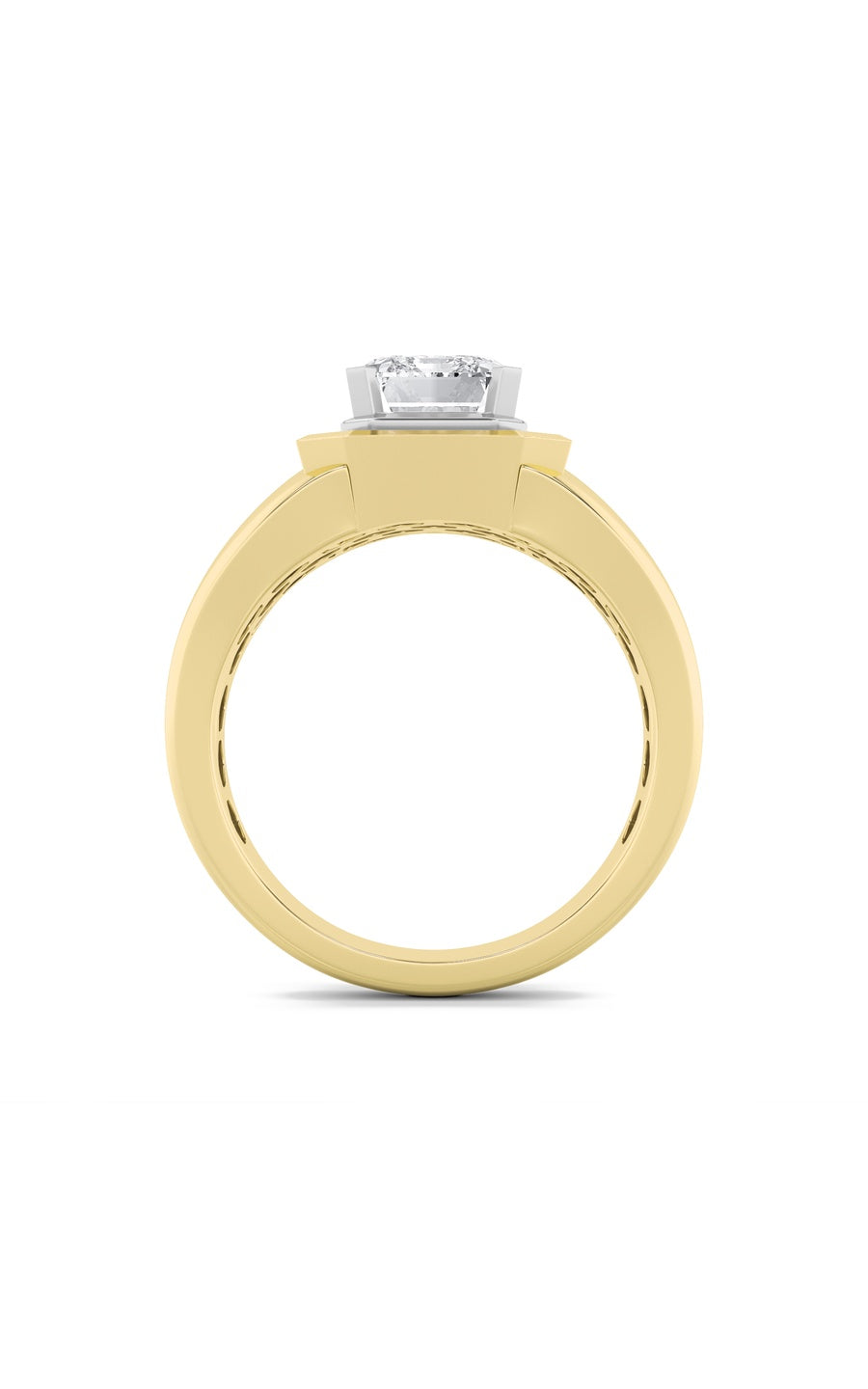 3Cttw Emerald Shaped Lab Grown Diamond (F/VS) MensRing in 14K Gold