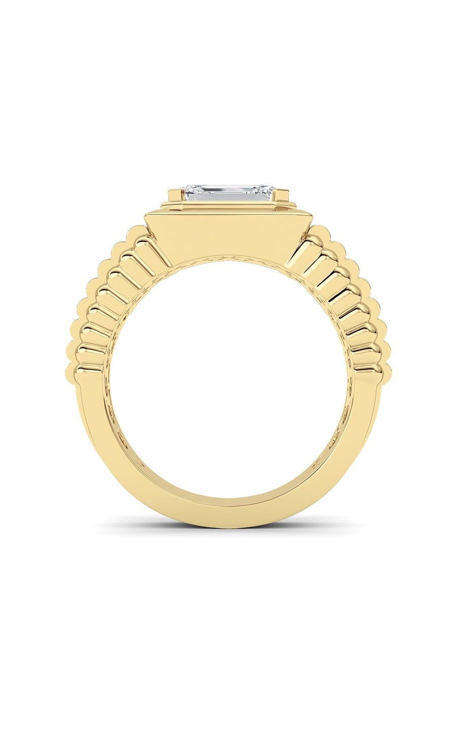 2.5Cttw Emerald Shaped Lab Grown Diamond (F/VS) Mens Ring in 14K Gold
