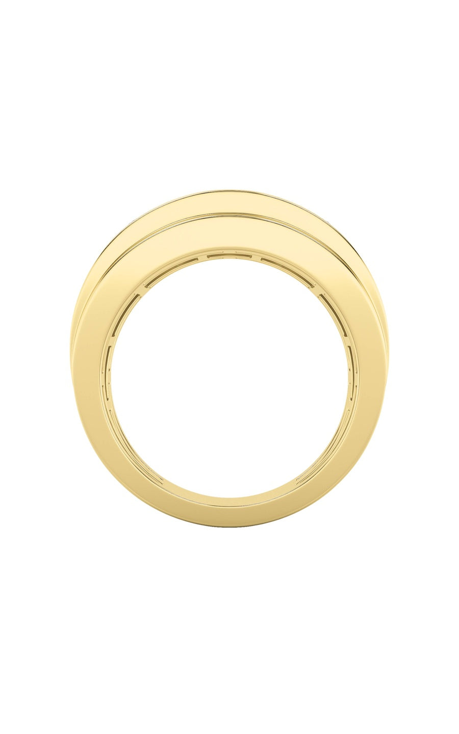 3Cttw Princess Shaped Lab Grown Diamond (F/VS) Three Stone Channel Set Mens Ring in 14K Gold