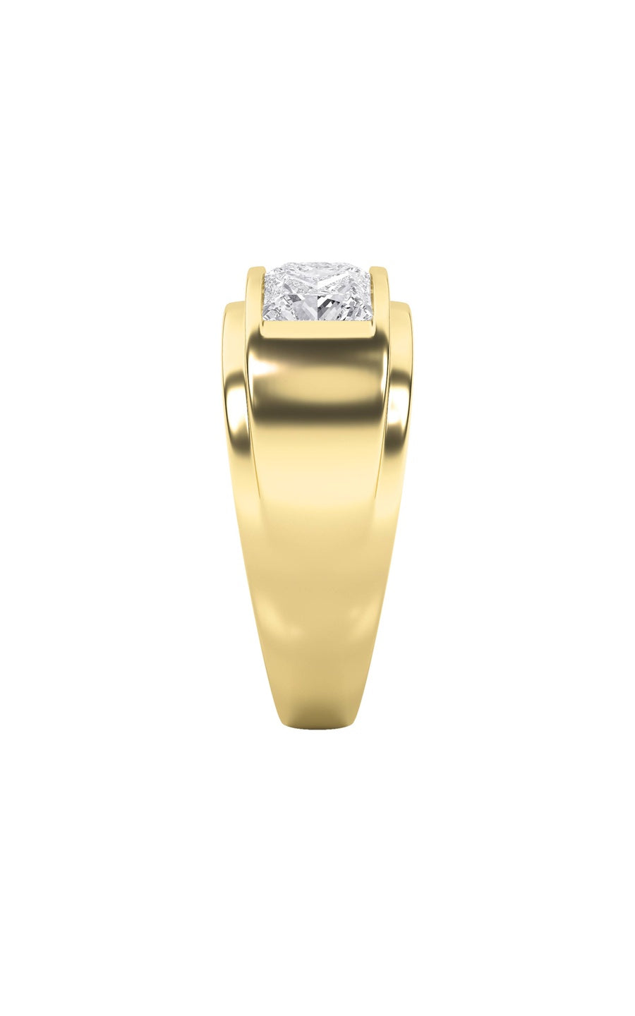 3Cttw Princess Shaped Lab Grown Diamond (F/VS) Three Stone Channel Set Mens Ring in 14K Gold