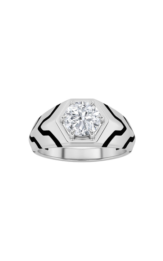 1.5Cttw Round Shaped Lab Grown Diamond (F/VS) MensRing in 14K White Gold